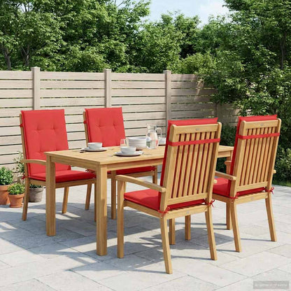 Cuscini per Sedie 4 pz Rossi 120x50x3 cm in Tessuto