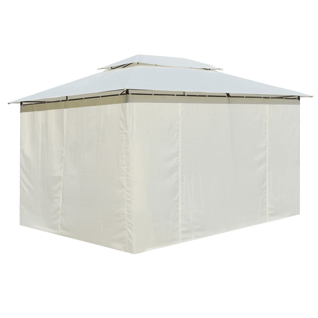 Gazebo da Giardino con Tende 4x3 m Bianco | homemem39