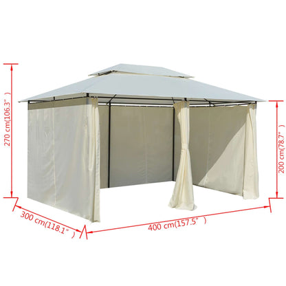 Gazebo da Giardino con Tende 4x3 m Bianco | homemem39