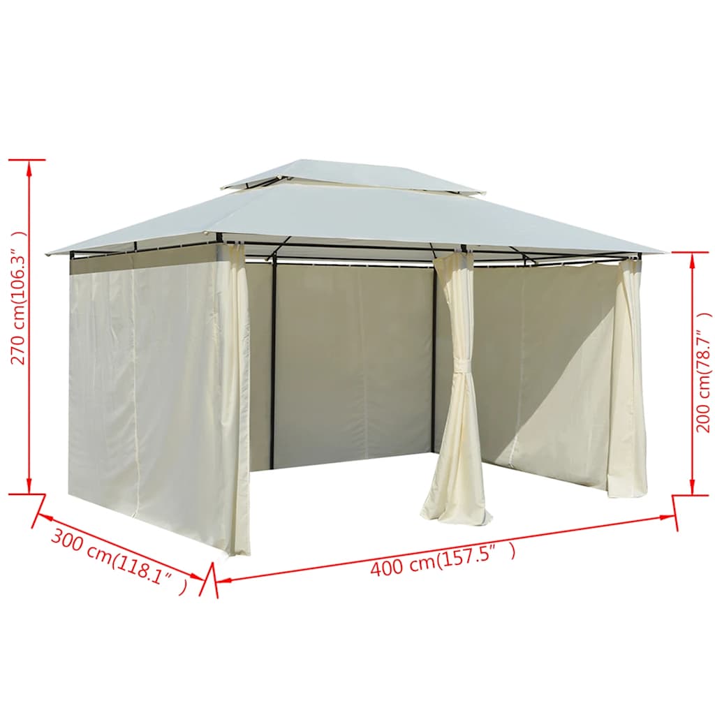 Gazebo da Giardino con Tende 4x3 m Bianco