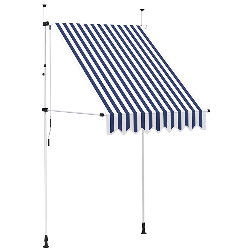 Tenda da Sole Retrattile Manuale 150 cm a Strisce Blu e Bianche | homemem39