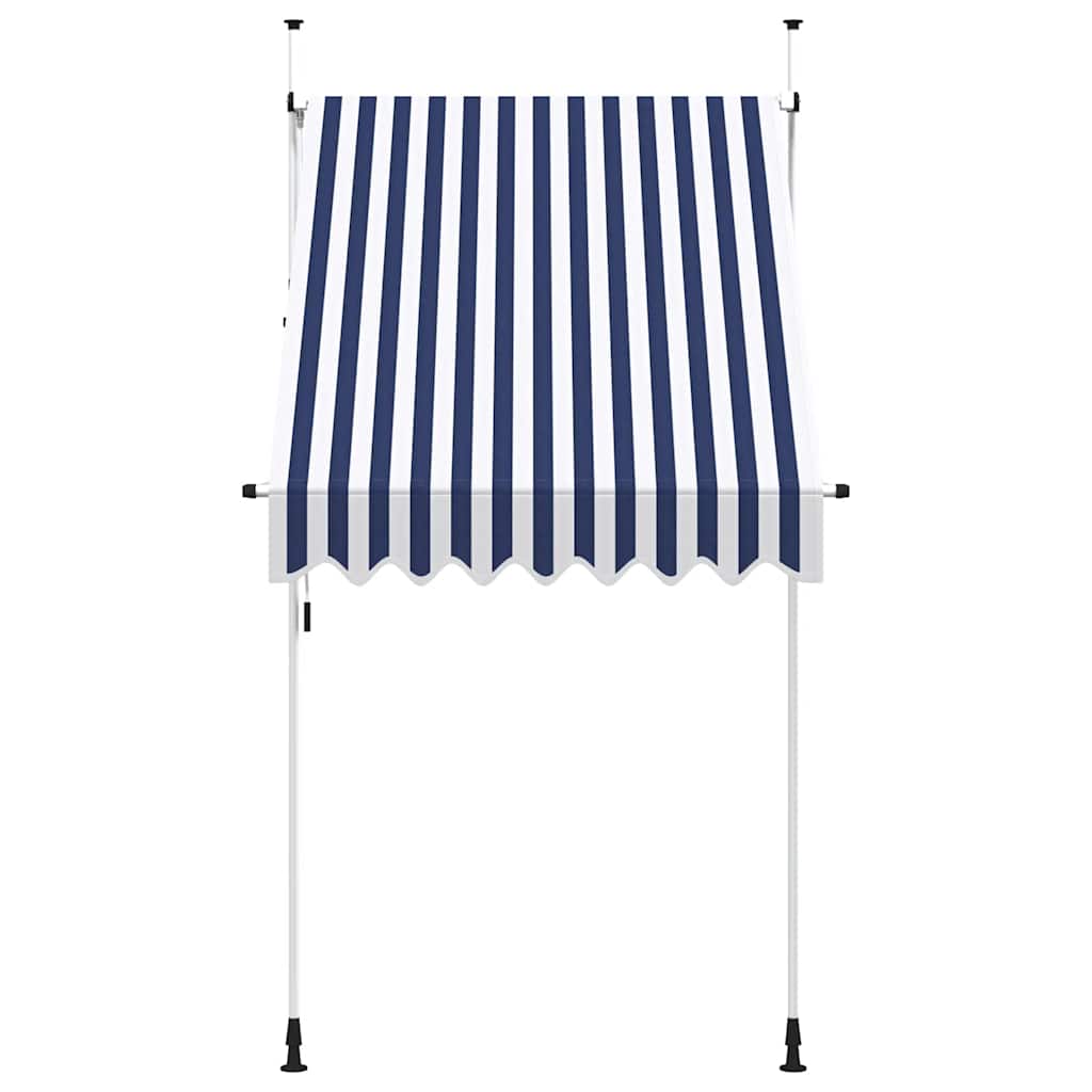 Tenda da Sole Retrattile Manuale 150 cm a Strisce Blu e Bianche | homemem39