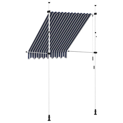 Tenda da Sole Retrattile Manuale 150 cm a Strisce Blu e Bianche | homemem39