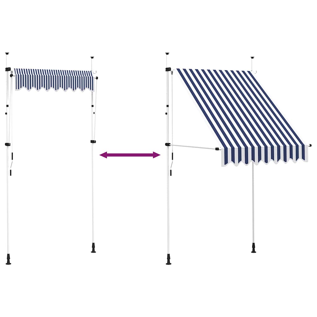 Tenda da Sole Retrattile Manuale 150 cm a Strisce Blu e Bianche | homemem39