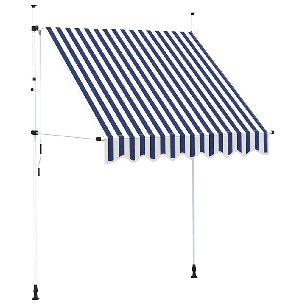 Tenda da Sole Retrattile Manuale 200 cm a Strisce Blu e Bianche | homemem39