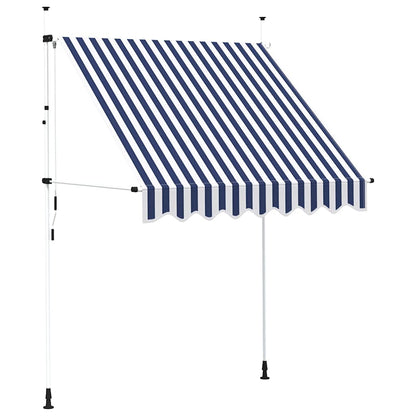 Tenda da Sole Retrattile Manuale 200 cm a Strisce Blu e Bianche | homemem39