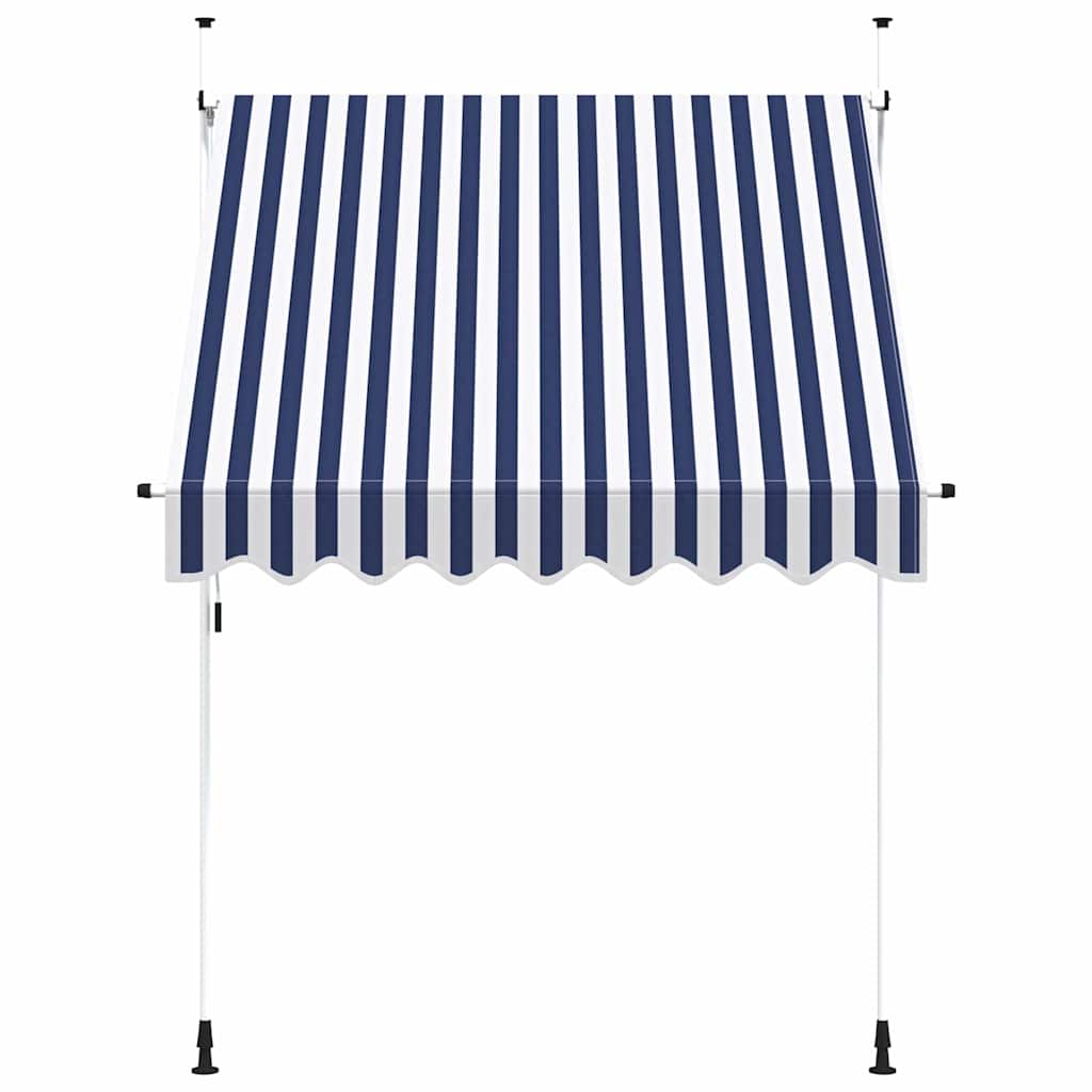 Tenda da Sole Retrattile Manuale 200 cm a Strisce Blu e Bianche | homemem39