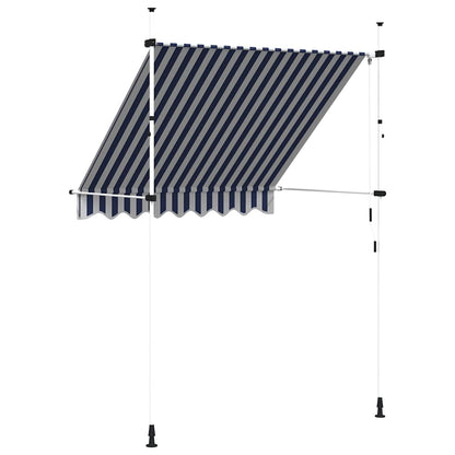 Tenda da Sole Retrattile Manuale 200 cm a Strisce Blu e Bianche | homemem39