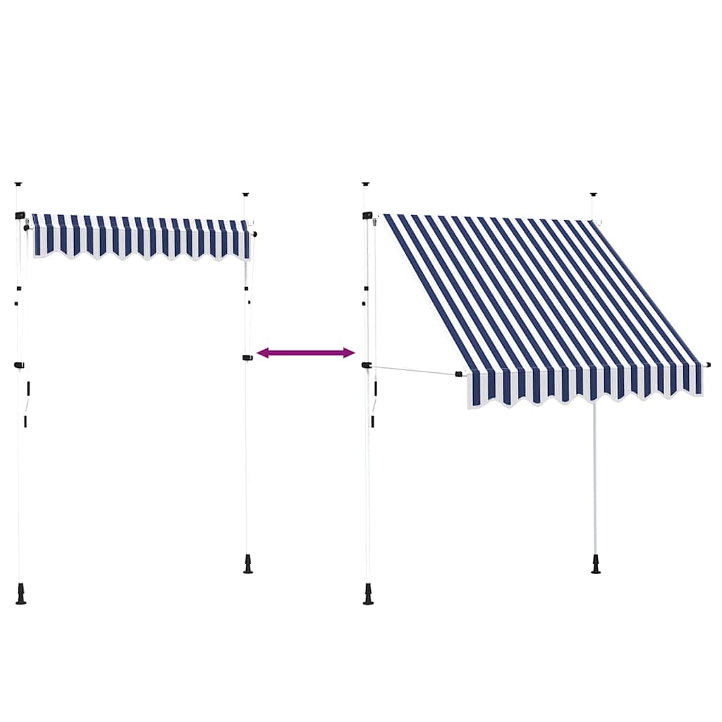 Tenda da Sole Retrattile Manuale 200 cm a Strisce Blu e Bianche | homemem39
