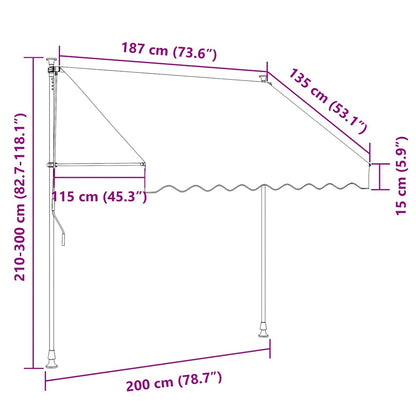 Tenda da Sole Retrattile Manuale 200 cm a Strisce Blu e Bianche | homemem39