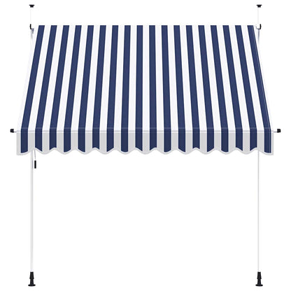 Tenda da Sole Retrattile Manuale 250 cm a Strisce Blu e Bianche - homemem39
