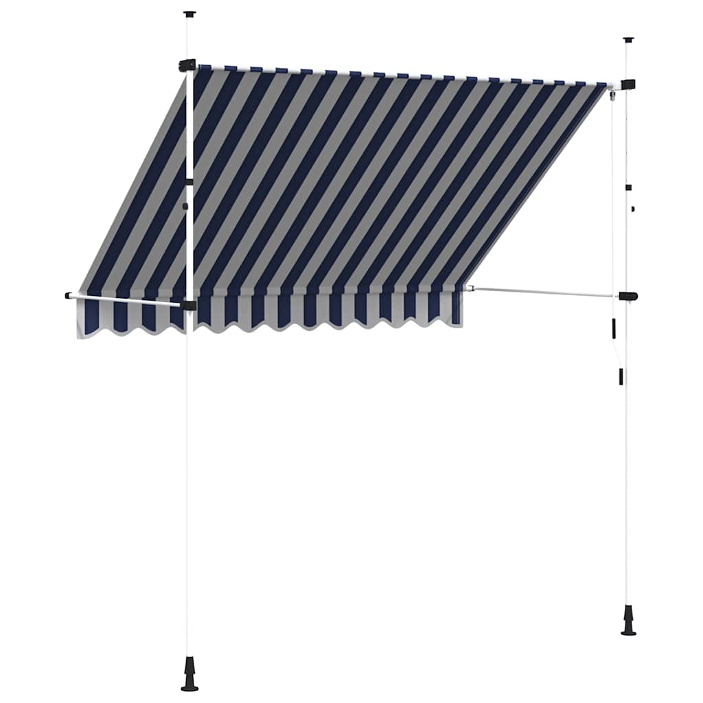 Tenda da Sole Retrattile Manuale 250 cm a Strisce Blu e Bianche - homemem39