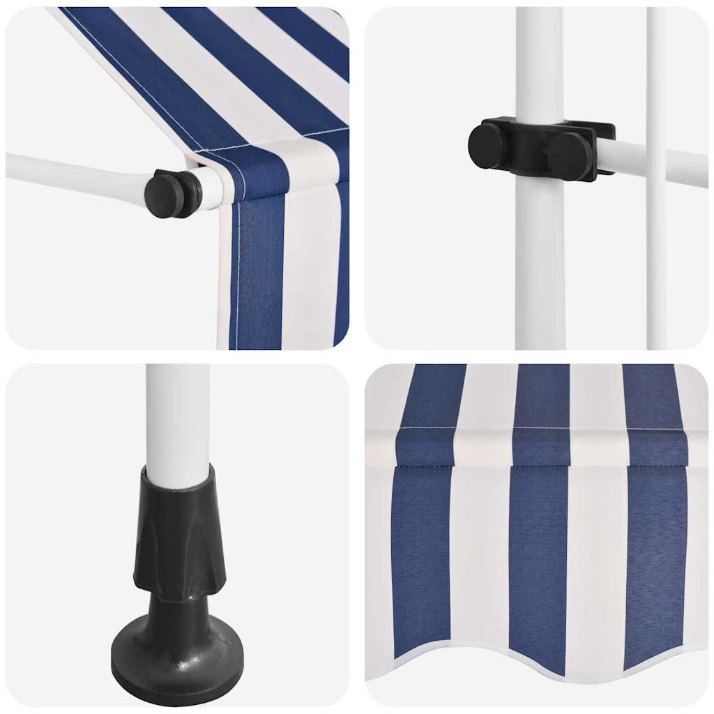 Tenda da Sole Retrattile Manuale 250 cm a Strisce Blu e Bianche | homemem39