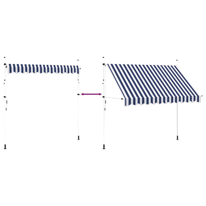 Tenda da Sole Retrattile Manuale 300 cm a Strisce Blu e Bianche