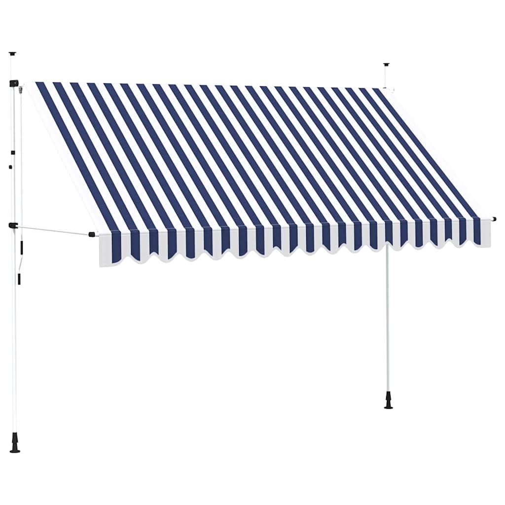 Tenda da Sole Retrattile Manuale 350 cm a Strisce Blu e Bianche | homemem39