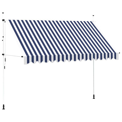 Tenda da Sole Retrattile Manuale 350 cm a Strisce Blu e Bianche | homemem39