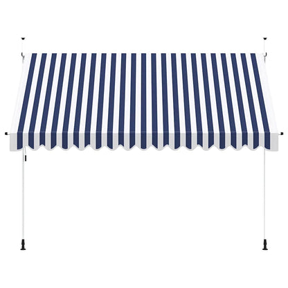 Tenda da Sole Retrattile Manuale 350 cm a Strisce Blu e Bianche