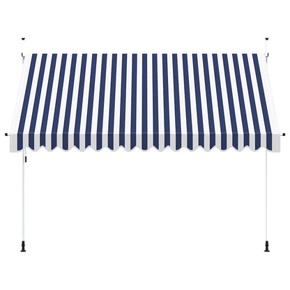 Tenda da Sole Retrattile Manuale 350 cm a Strisce Blu e Bianche