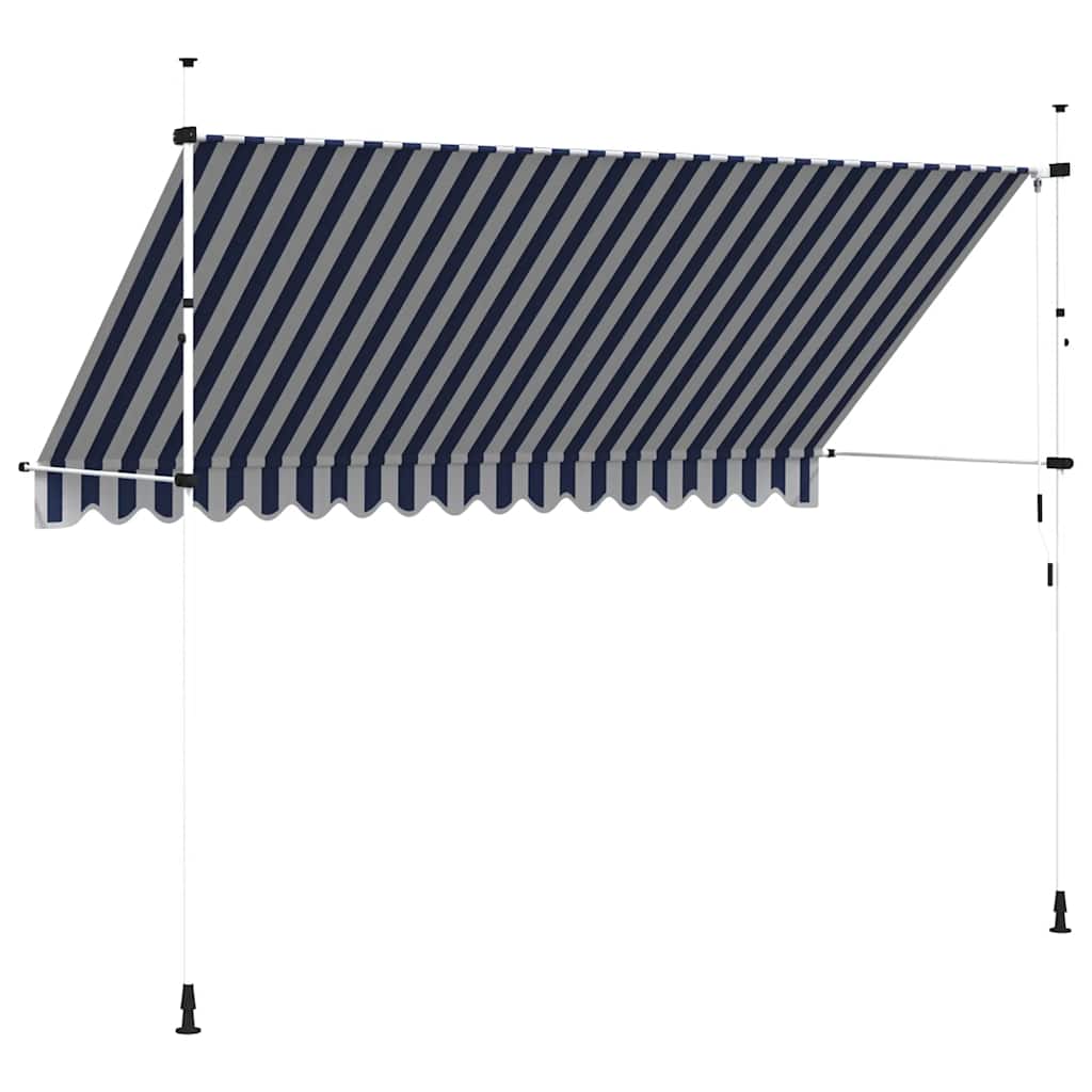 Tenda da Sole Retrattile Manuale 350 cm a Strisce Blu e Bianche | homemem39