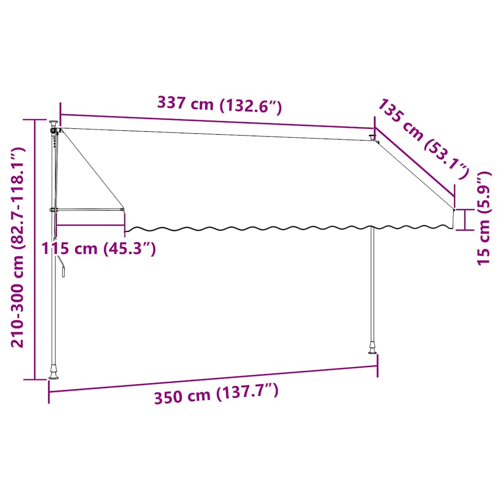 Tenda da Sole Retrattile Manuale 350 cm a Strisce Blu e Bianche | homemem39