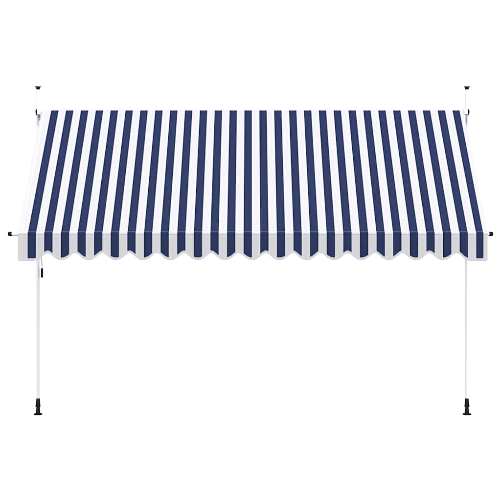 Tenda da Sole Retrattile Manuale 400 cm a Strisce Blu e Bianche | homemem39