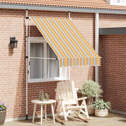 Tenda da Sole Retrattile Manuale 150 cm a Strisce Blu e Gialle | homemem39