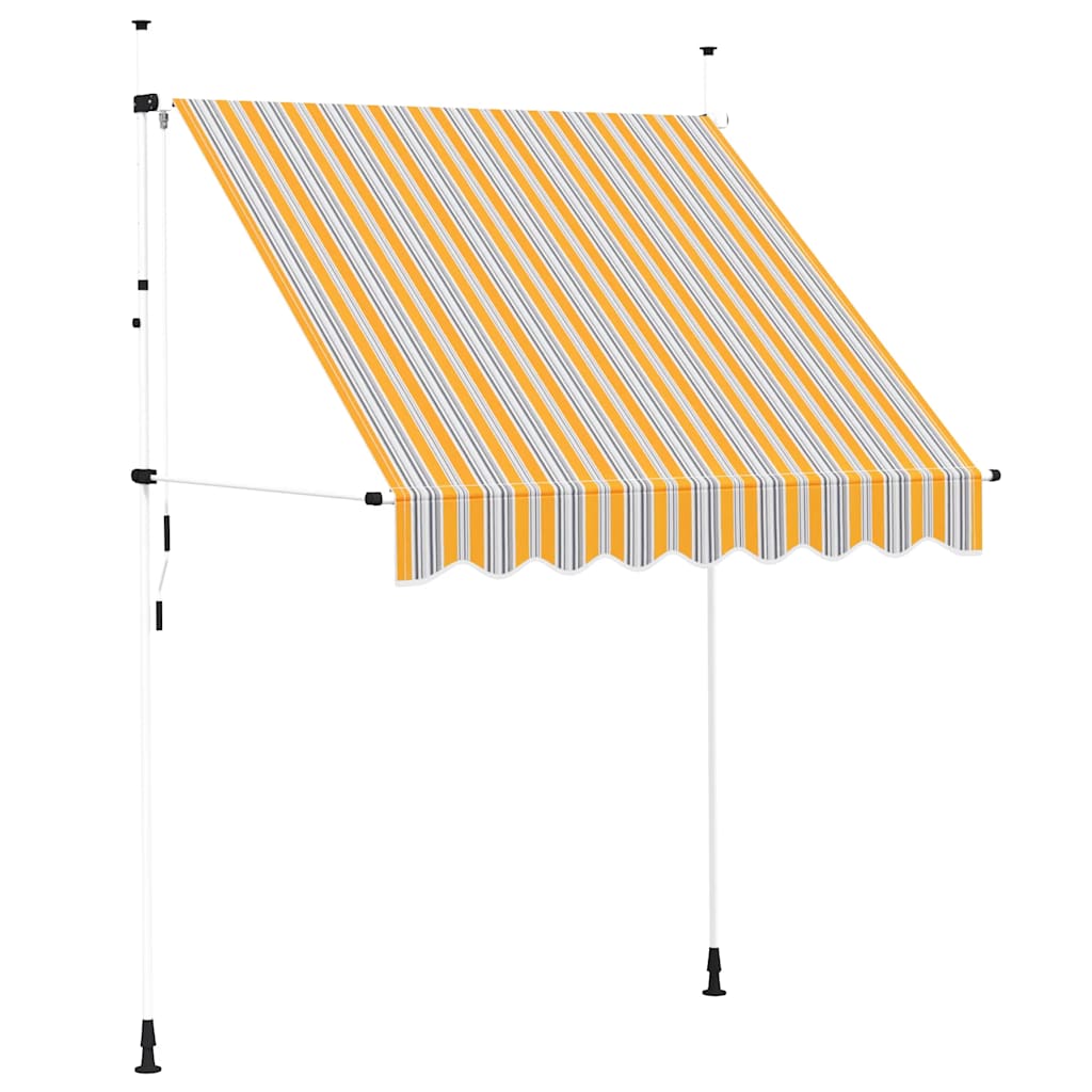 Tenda da Sole Retrattile Manuale 200 cm a Strisce Blu e Gialle | homemem39