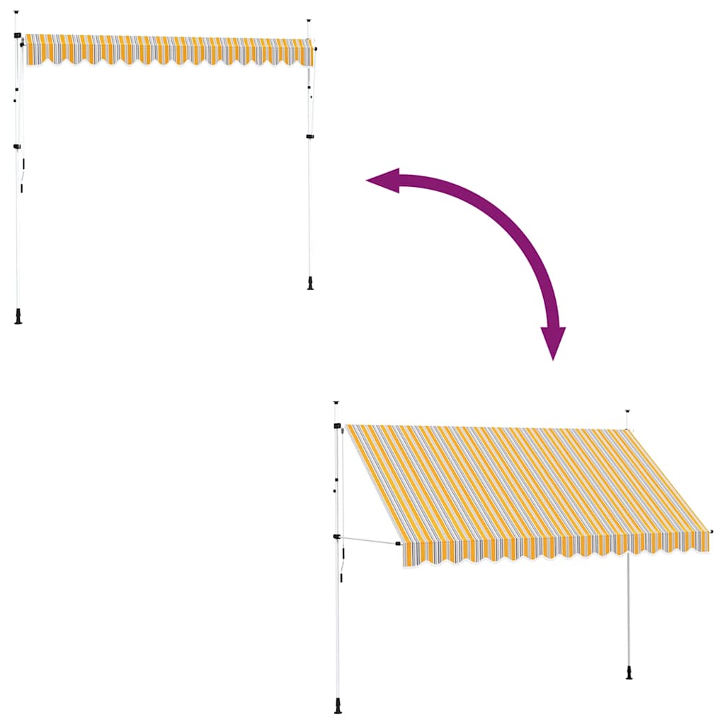 Tenda da Sole Retrattile Manuale 350 cm a Strisce Blu e Gialle - homemem39