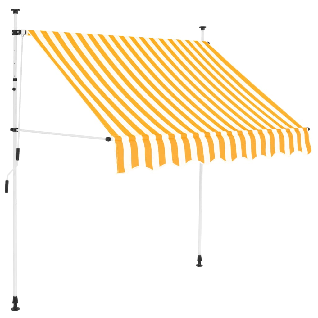 Tenda da Sole Retrattile Manuale 150cm Strisce Arancione Bianco