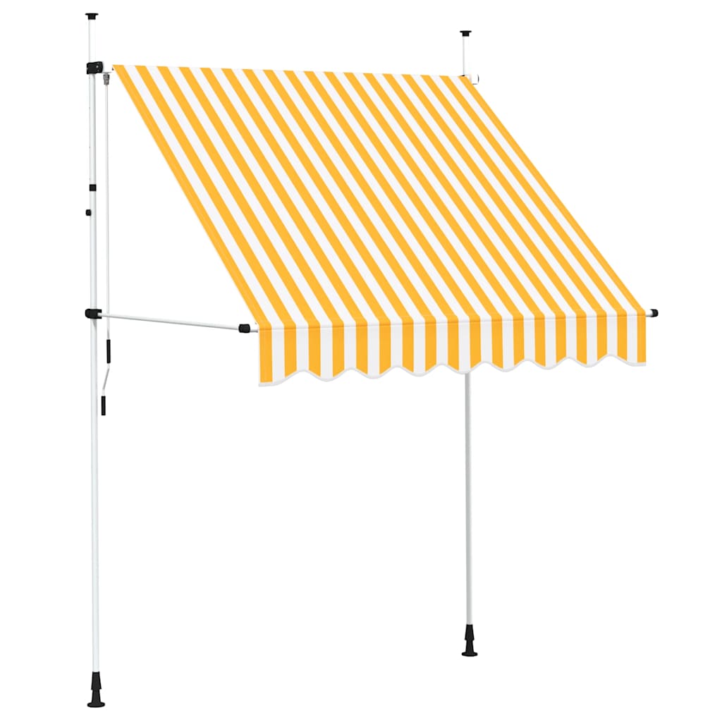 Tenda da Sole Retrattile Manuale 200cm Strisce Arancione Bianco