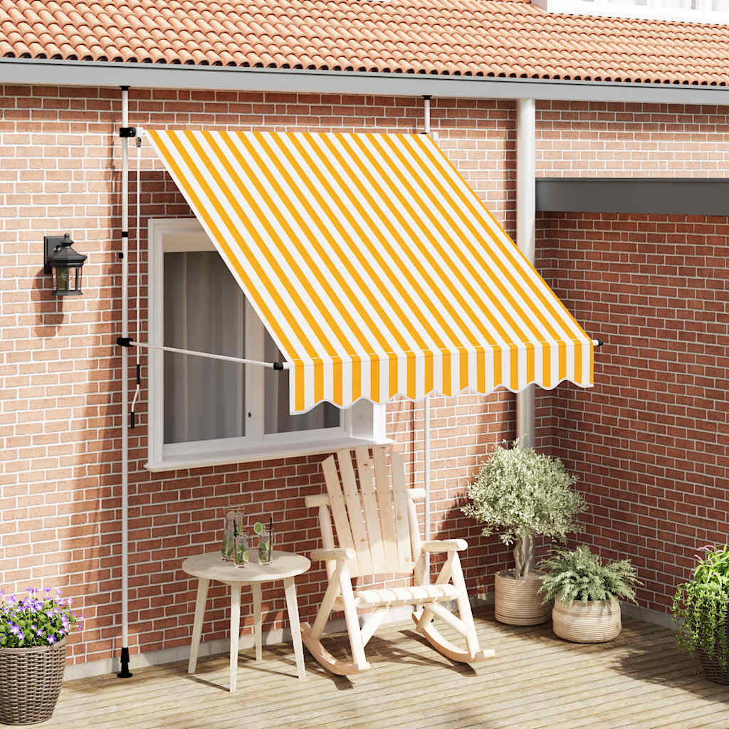 Tenda da Sole Retrattile Manuale 200cm Strisce Arancione Bianco