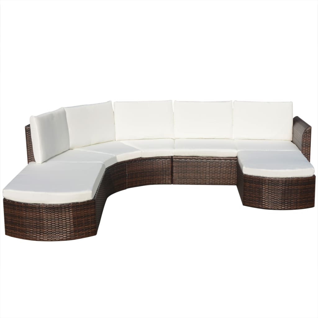 Set Divani da Giardino 4 pz con Cuscini in Polyrattan Marrone