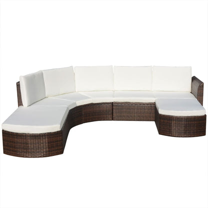 Set Divani da Giardino 4 pz con Cuscini in Polyrattan Marrone