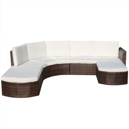 Set Divani da Giardino 4 pz con Cuscini in Polyrattan Marrone