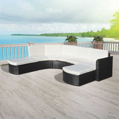 Set Divani da Giardino 4 pz con Cuscini in Polyrattan Nero | homemem39