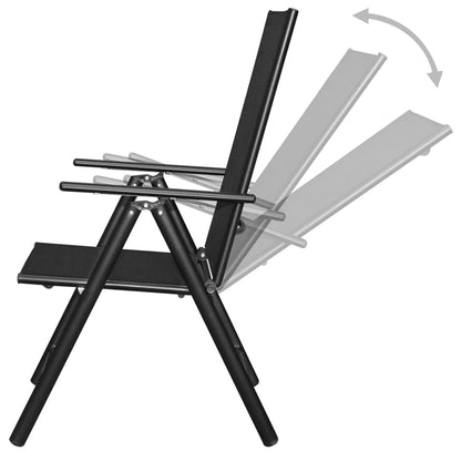 Set da Pranzo da Giardino 9 pz Pieghevole in Alluminio Nero