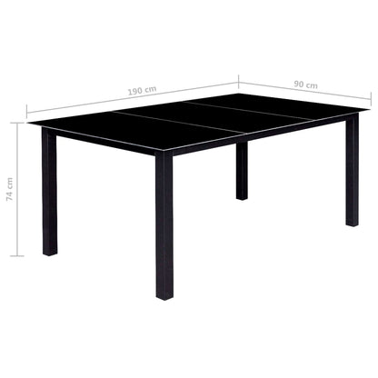 Set da Pranzo da Giardino 9 pz Pieghevole in Alluminio Nero
