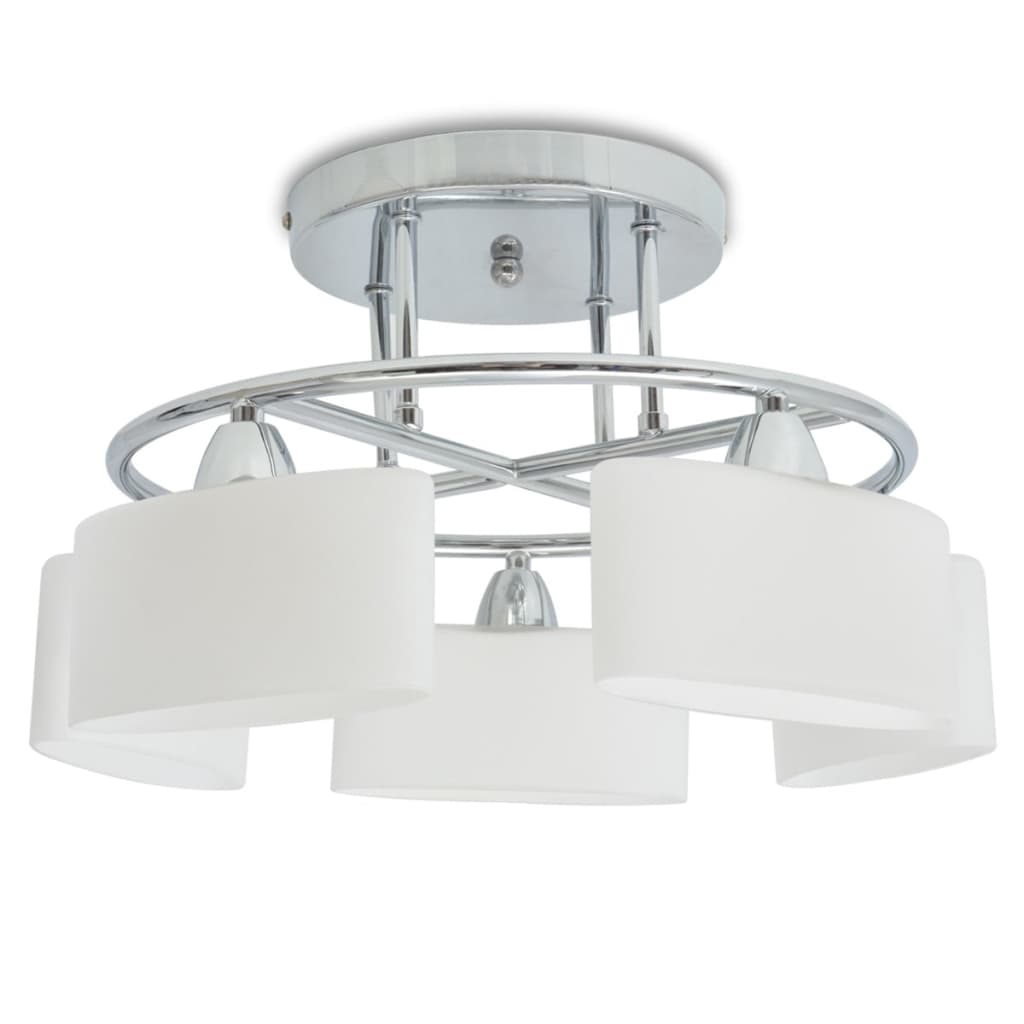Lampada Soffitto Paralumi Elissoidi Vetro 5 Lampadine E14 200 W | homemem39