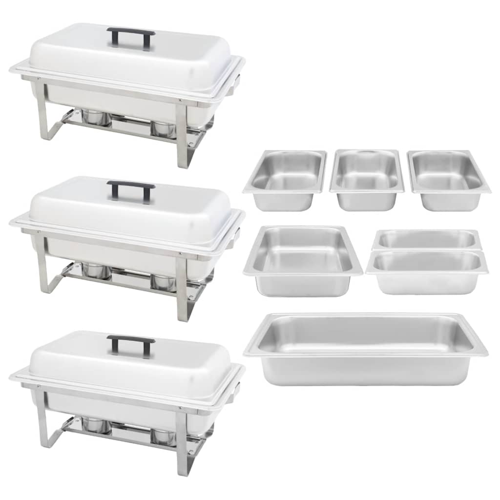 Set 3 pz Teglie Scaldavivande in Acciaio Inossidabile