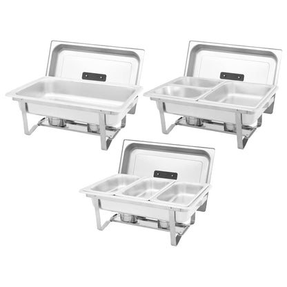 Set 3 pz Teglie Scaldavivande in Acciaio Inossidabile