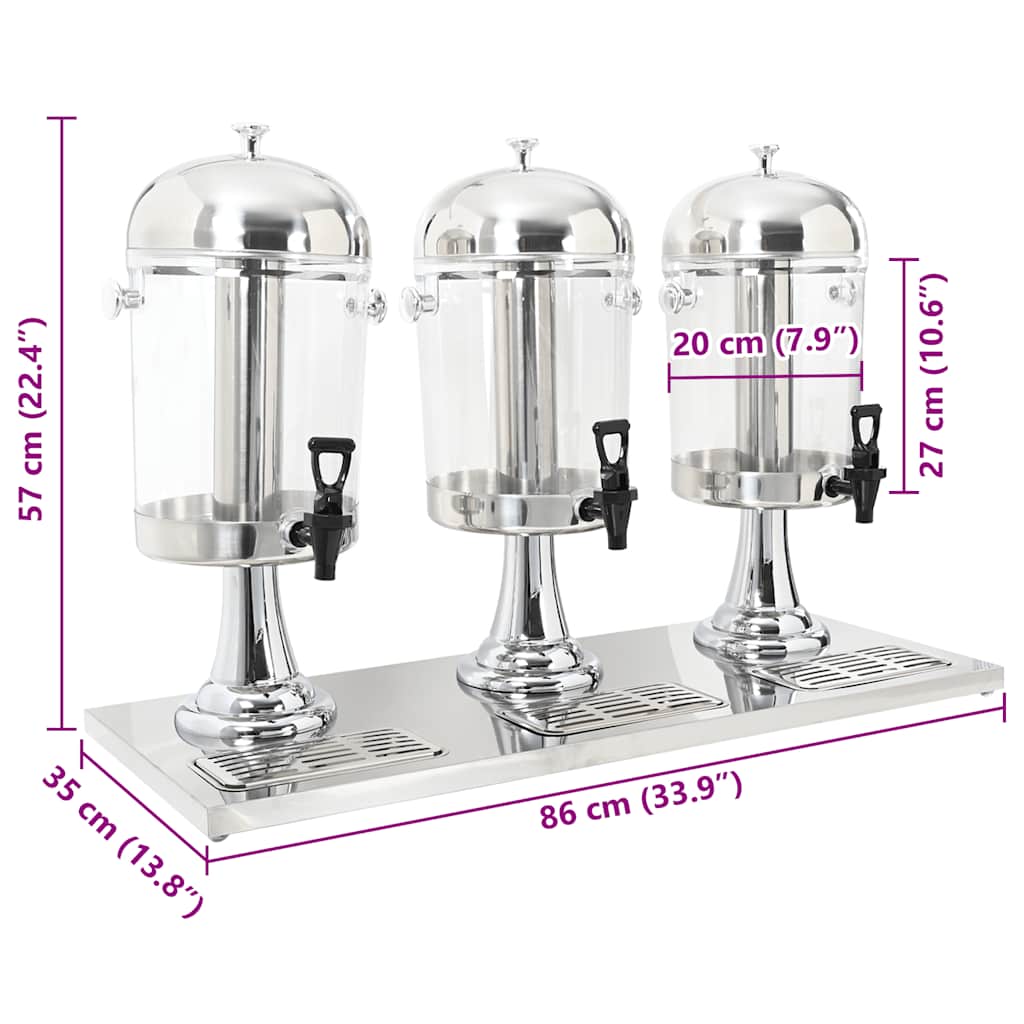 Triplo Distributore di Succhi di Frutta e Bibite 3x8 L