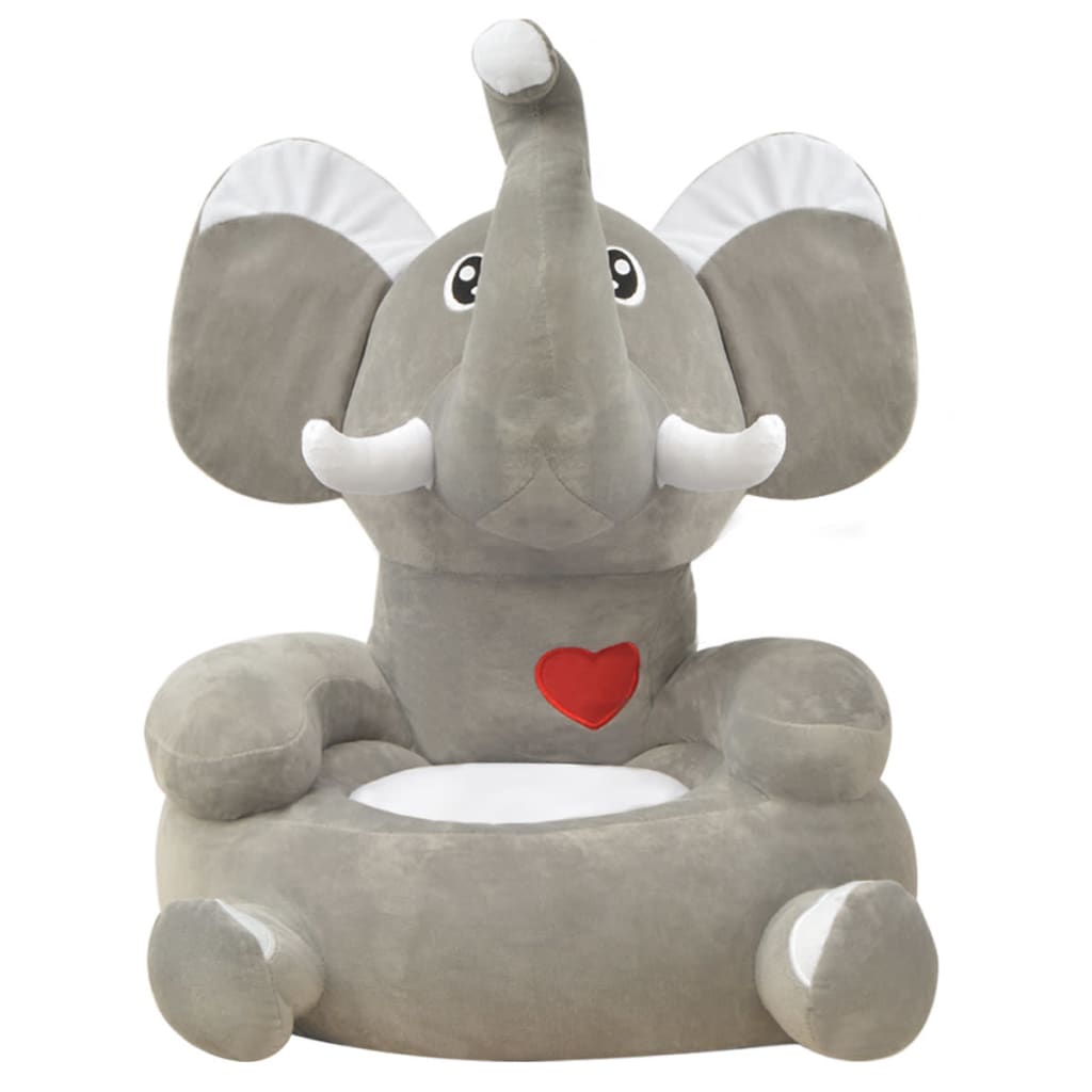 Poltrona in Peluche per Bambini Elefante Grigio - homemem39