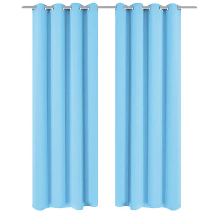 Tenda Oscurante con Occhielli in Metallo 270x245 cm Turchese | homemem39