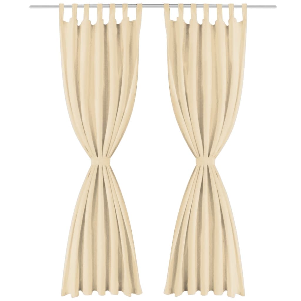 Tende in Micro Raso 2 pz con Passanti 140x245 cm Beige | homemem39