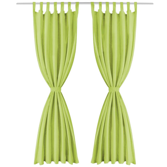 2 Pz Tende in Micro Raso con Passanti 140x245 cm Verdi | homemem39