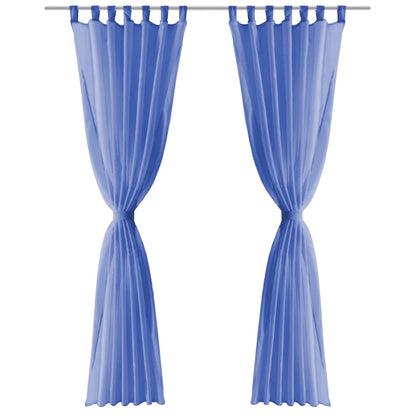 Tende in Voile 2 pz 140x225 cm Blu Reale