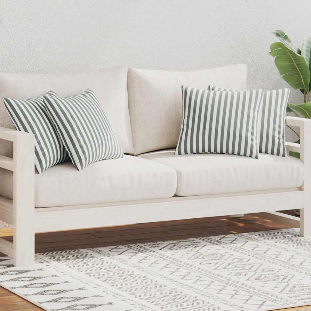 Cuscini da Esterno 4 pz Stampa a Righe 45x45 cm Grigi - homemem39