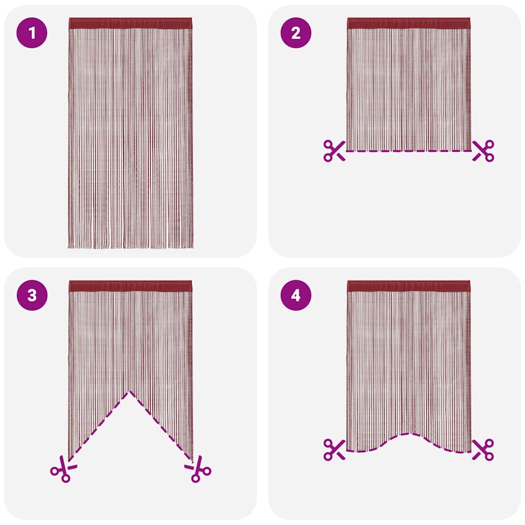 Tende a Filo 2 pz 140x250 cm Rosso Bordò | homemem39