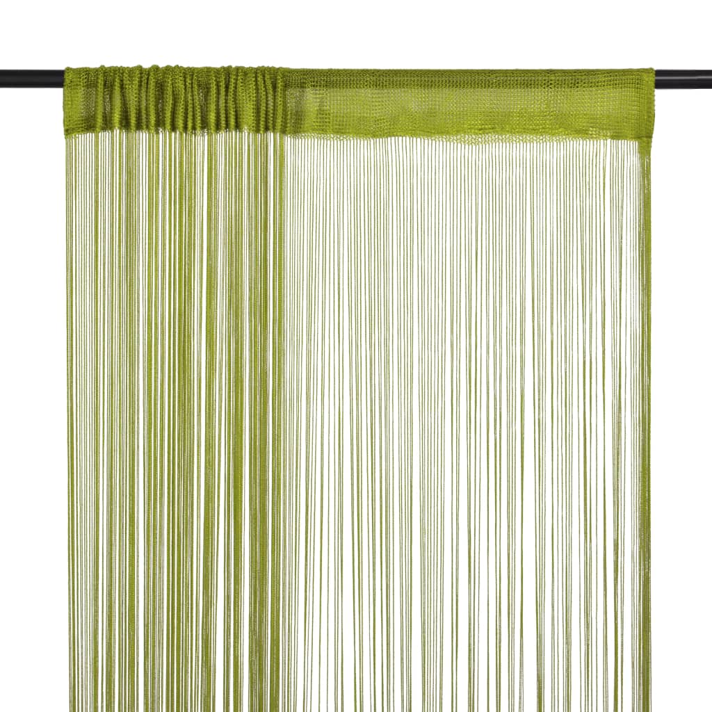 2 Pcs String Curtains 100x250 cm Green