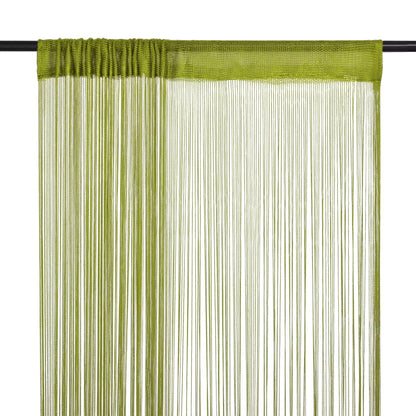 2 Pcs String Curtains 100x250 cm Green